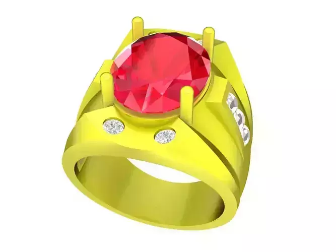 fengshui korean oval diamond men ring 4876 3D print model