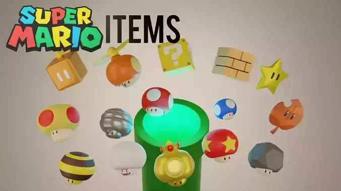 Super Mario bros items 3D model