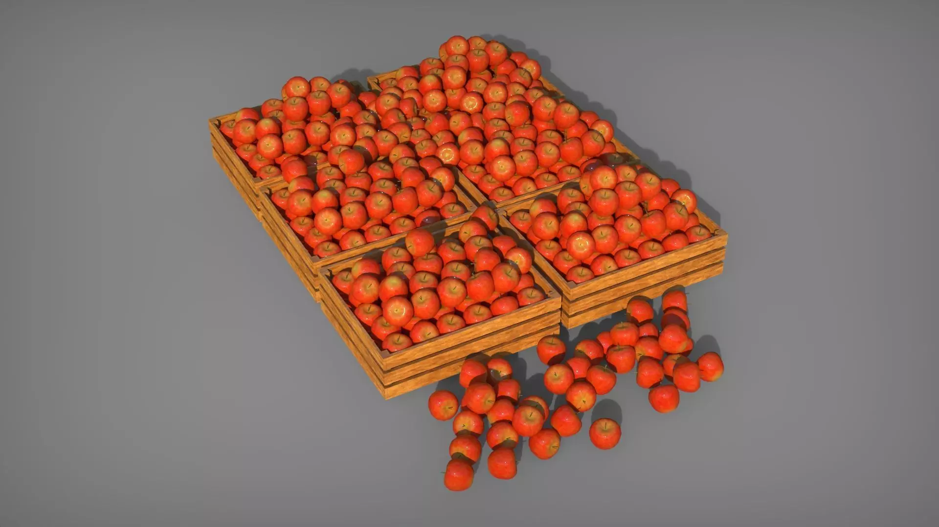 Apple Box set Low-poly 3D model_0