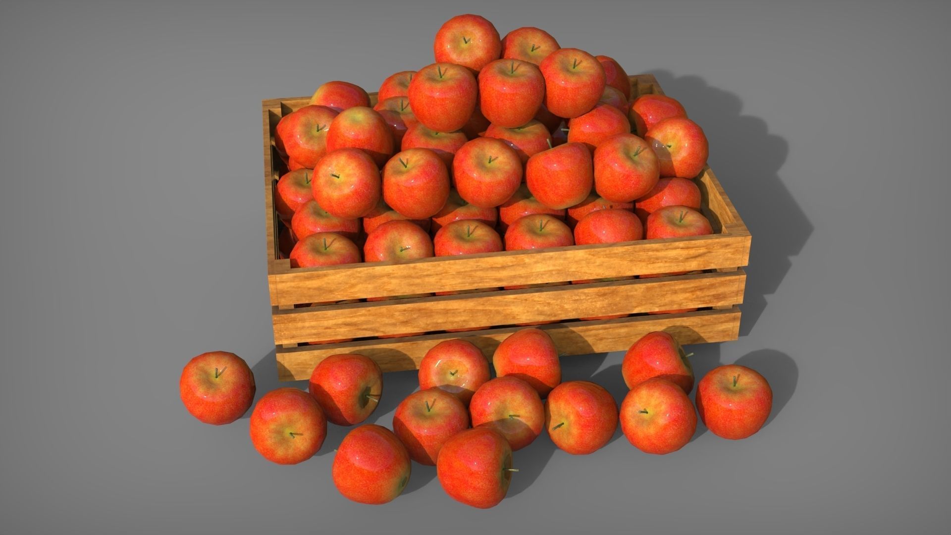 Apple Box set Low-poly 3D model_2