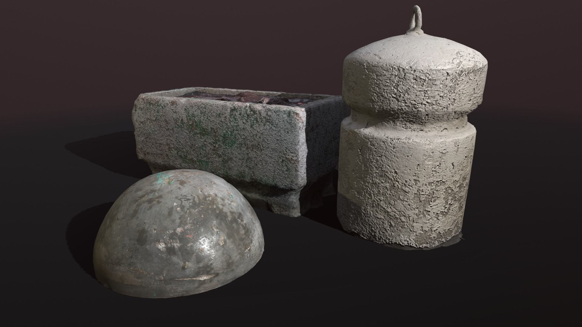 Street Elements Concrete - 3d Photoscan Low-poly 3D model_2