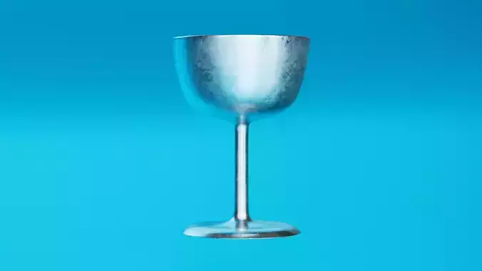 Simple Scratched Used Silver Goblet Glass