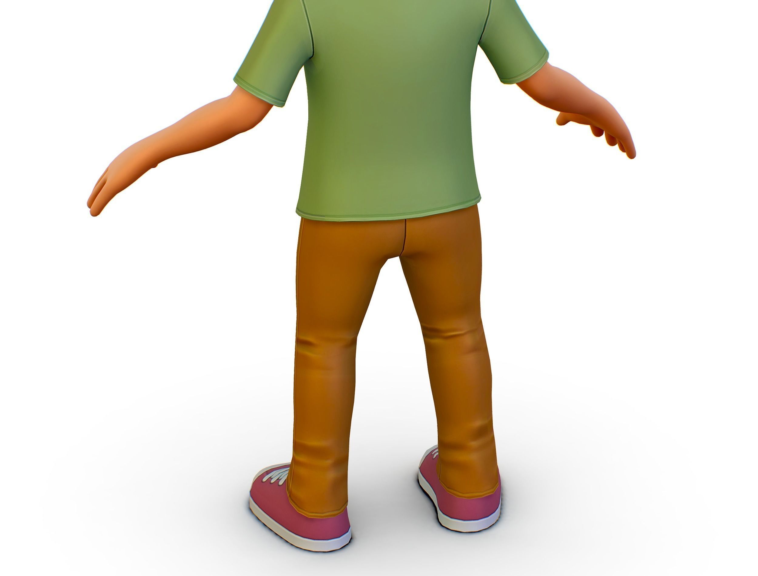 Young Man Boy T-Shirt Jeans Sneakers Hairstyle 3D model_11