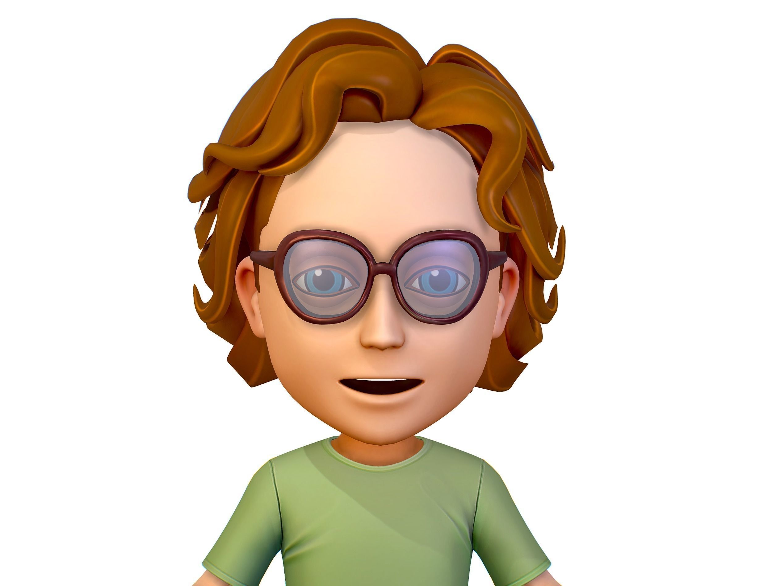 Young Man Boy T-Shirt Jeans Sneakers Hairstyle 3D model_8