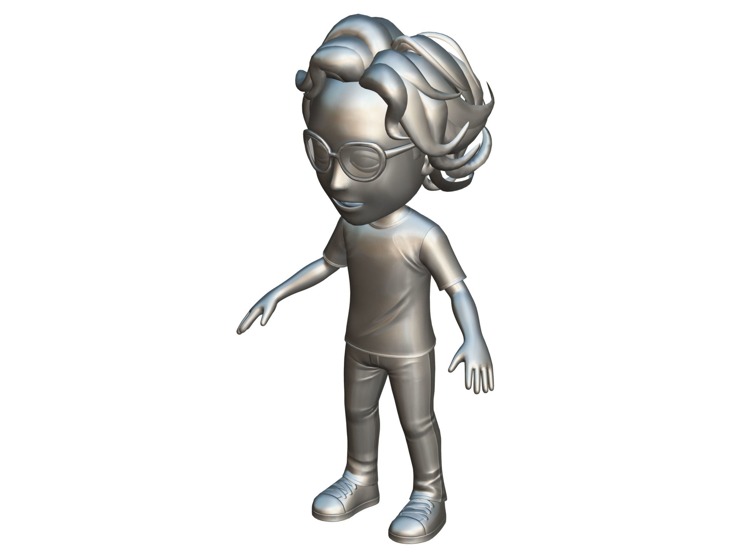 Young Man Boy T-Shirt Jeans Sneakers Hairstyle 3D model_15