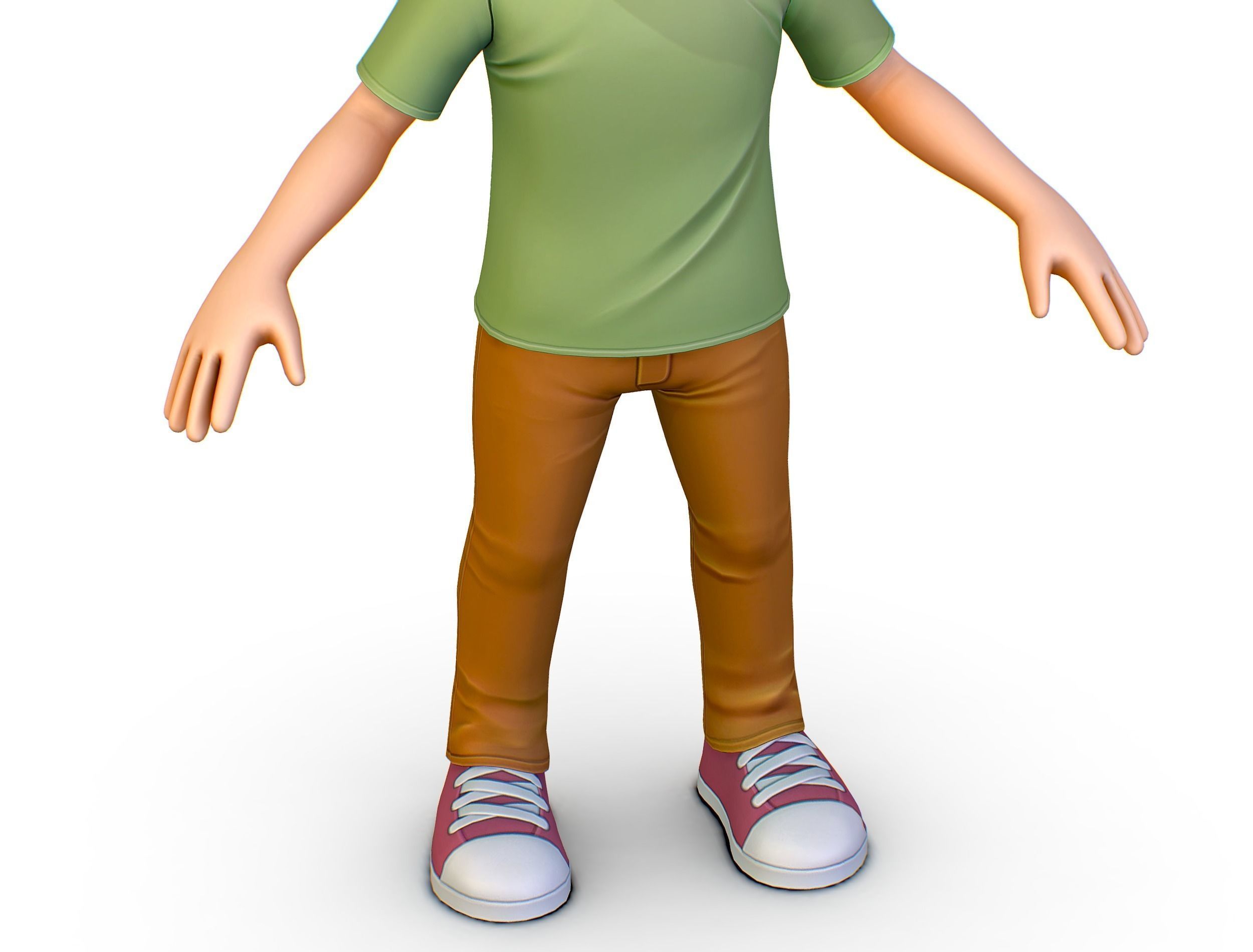 Young Man Boy T-Shirt Jeans Sneakers Hairstyle 3D model_10