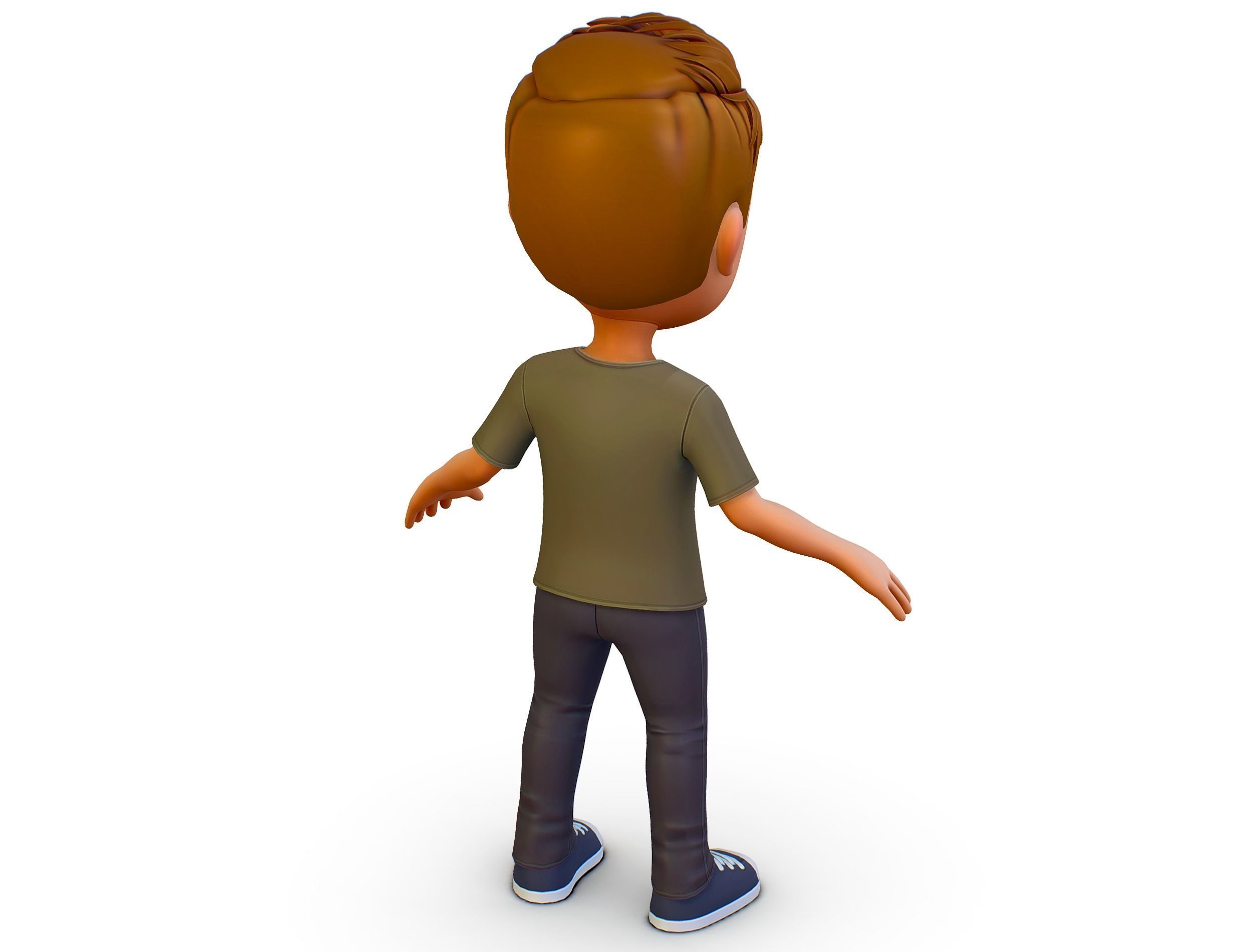 Young Man Boy T-Shirt Jeans Sneakers Hairstyle 3D model_5