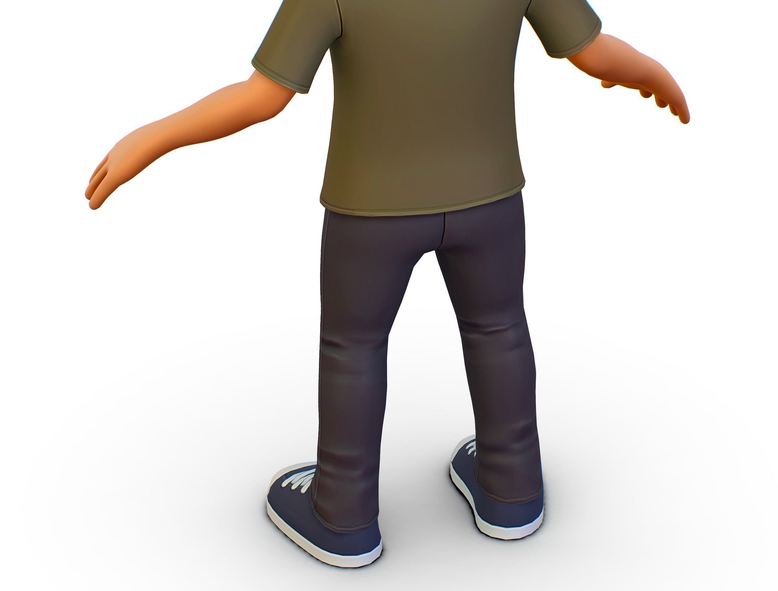 Young Man Boy T-Shirt Jeans Sneakers Hairstyle 3D model_13