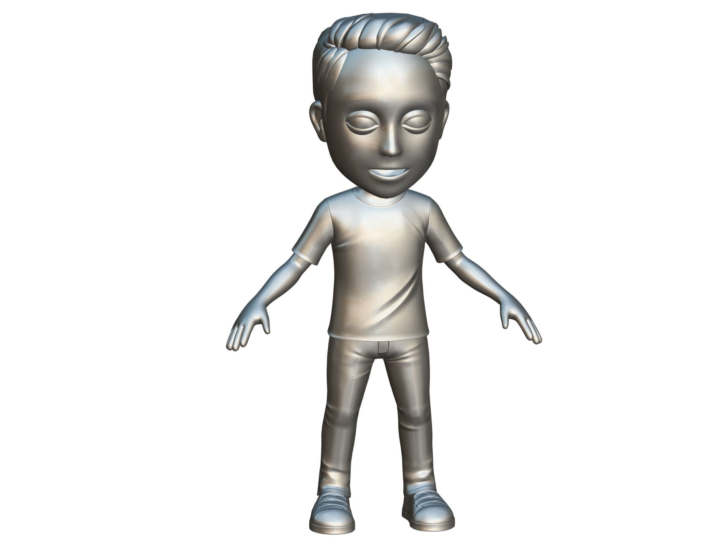 Young Man Boy T-Shirt Jeans Sneakers Hairstyle 3D model_16