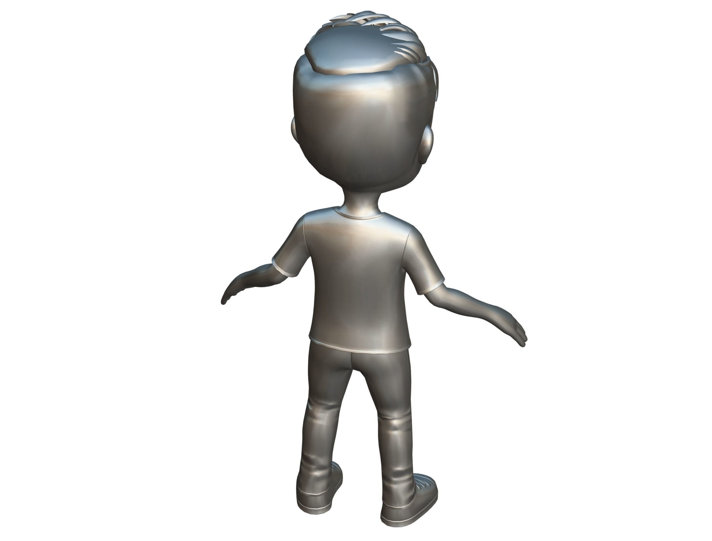 Young Man Boy T-Shirt Jeans Sneakers Hairstyle 3D model_17