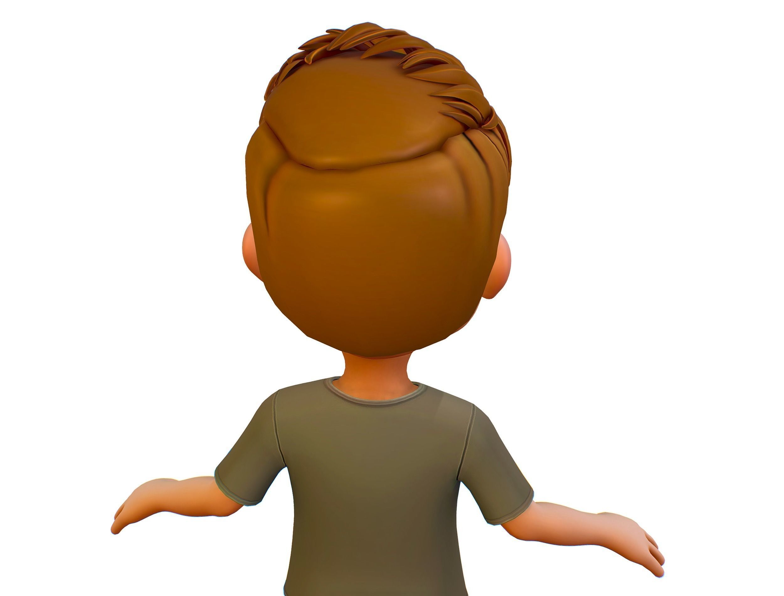 Young Man Boy T-Shirt Jeans Sneakers Hairstyle 3D model_12