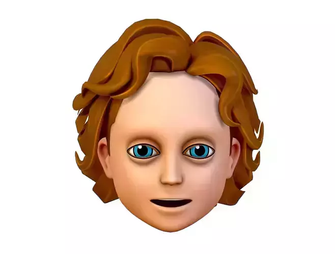 Long Hairstyle Cartoon Young Man Boy Head Icon  3D model