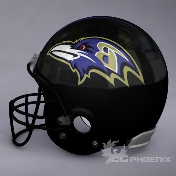 Baltimore Ravens official game helmet 3D model_3