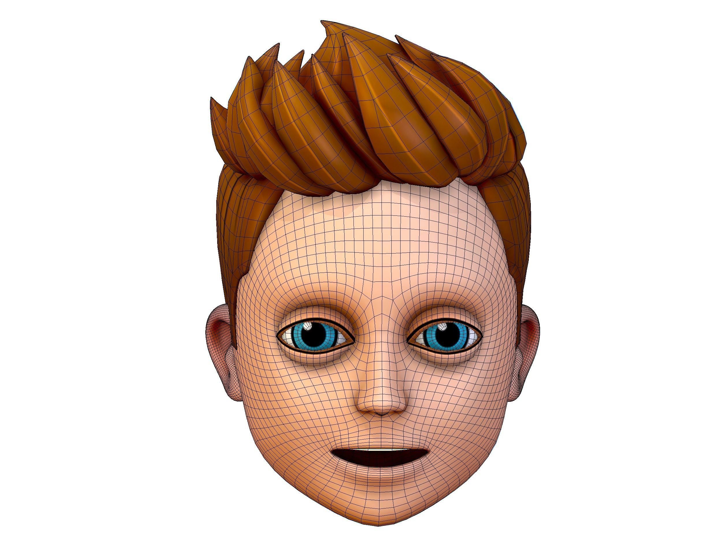 Short Hairstyle Cartoon Young Man Boy Head Icon 3D model 3D model_12