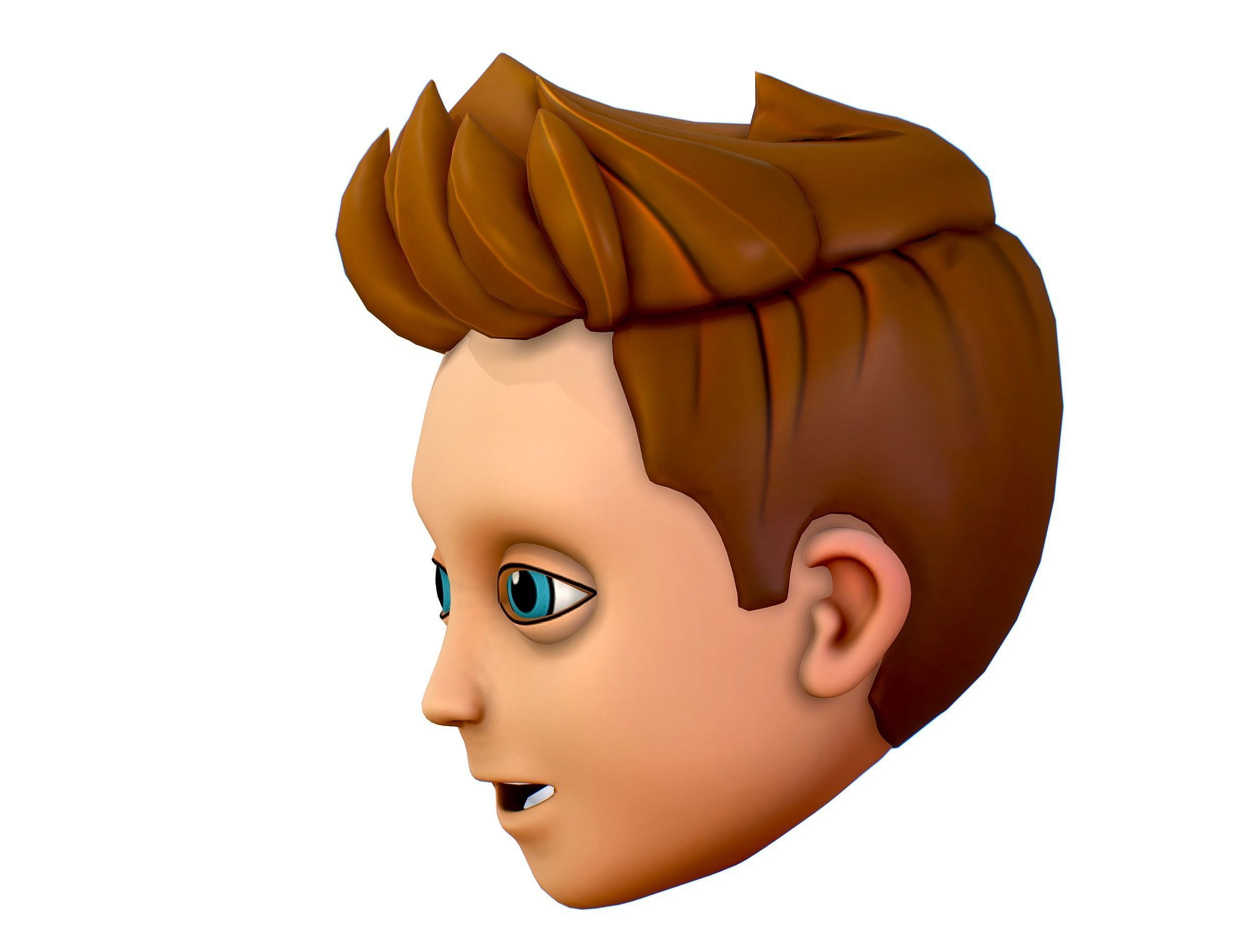 Short Hairstyle Cartoon Young Man Boy Head Icon 3D model 3D model_3