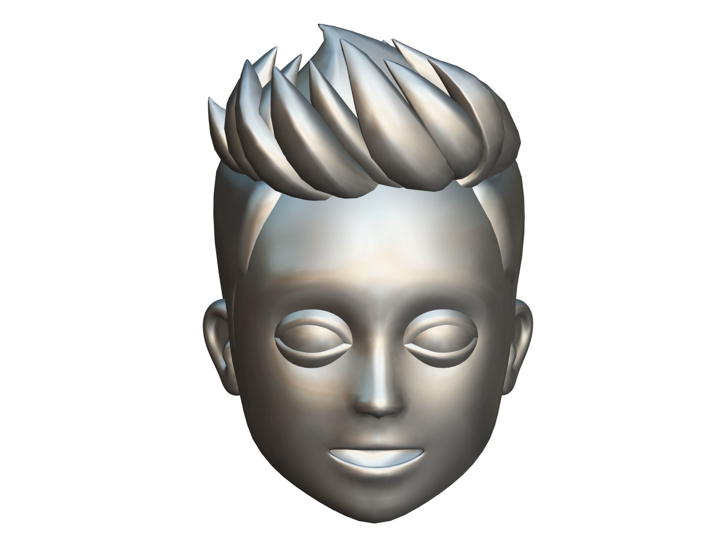 Short Hairstyle Cartoon Young Man Boy Head Icon 3D model 3D model_15