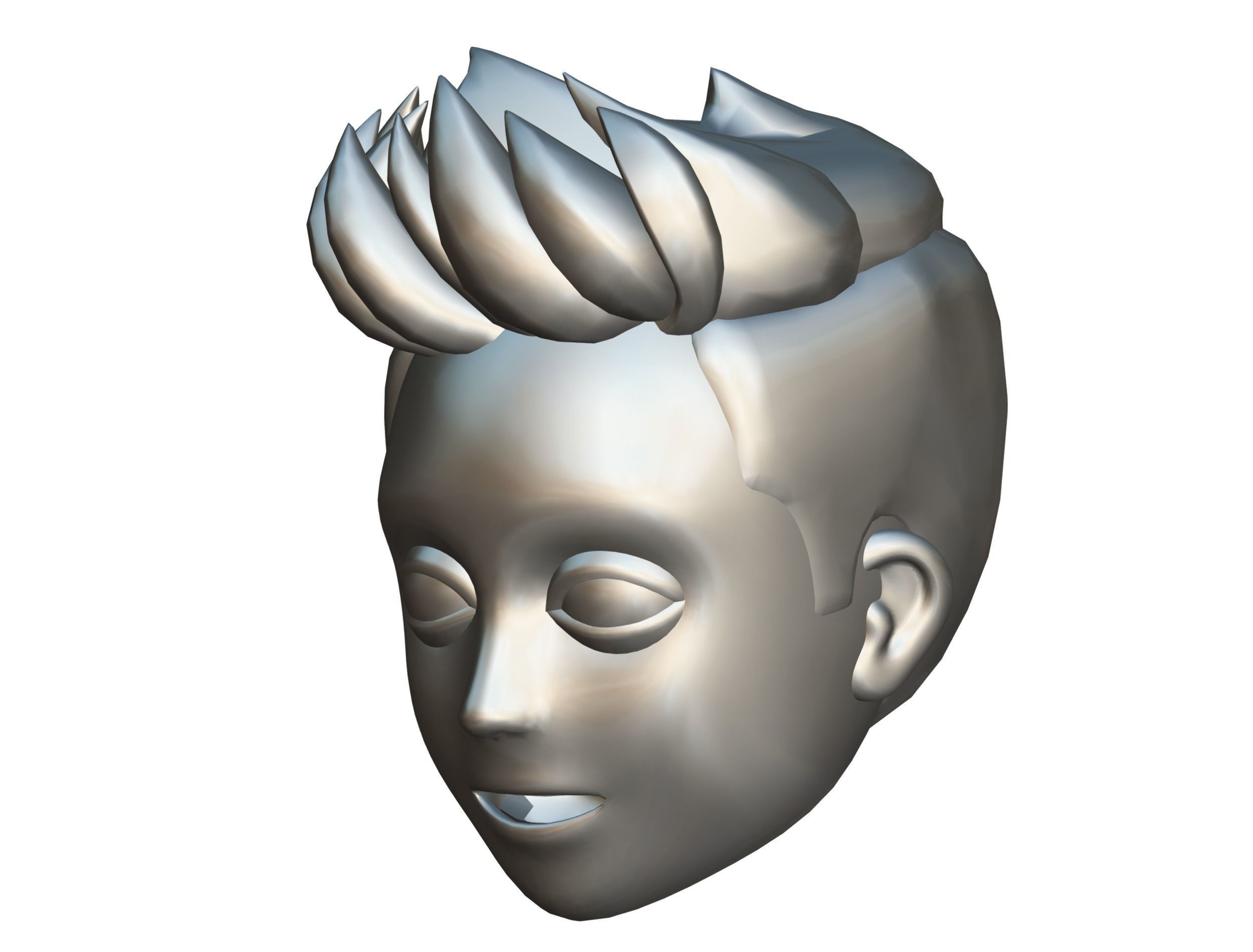 Short Hairstyle Cartoon Young Man Boy Head Icon 3D model 3D model_17