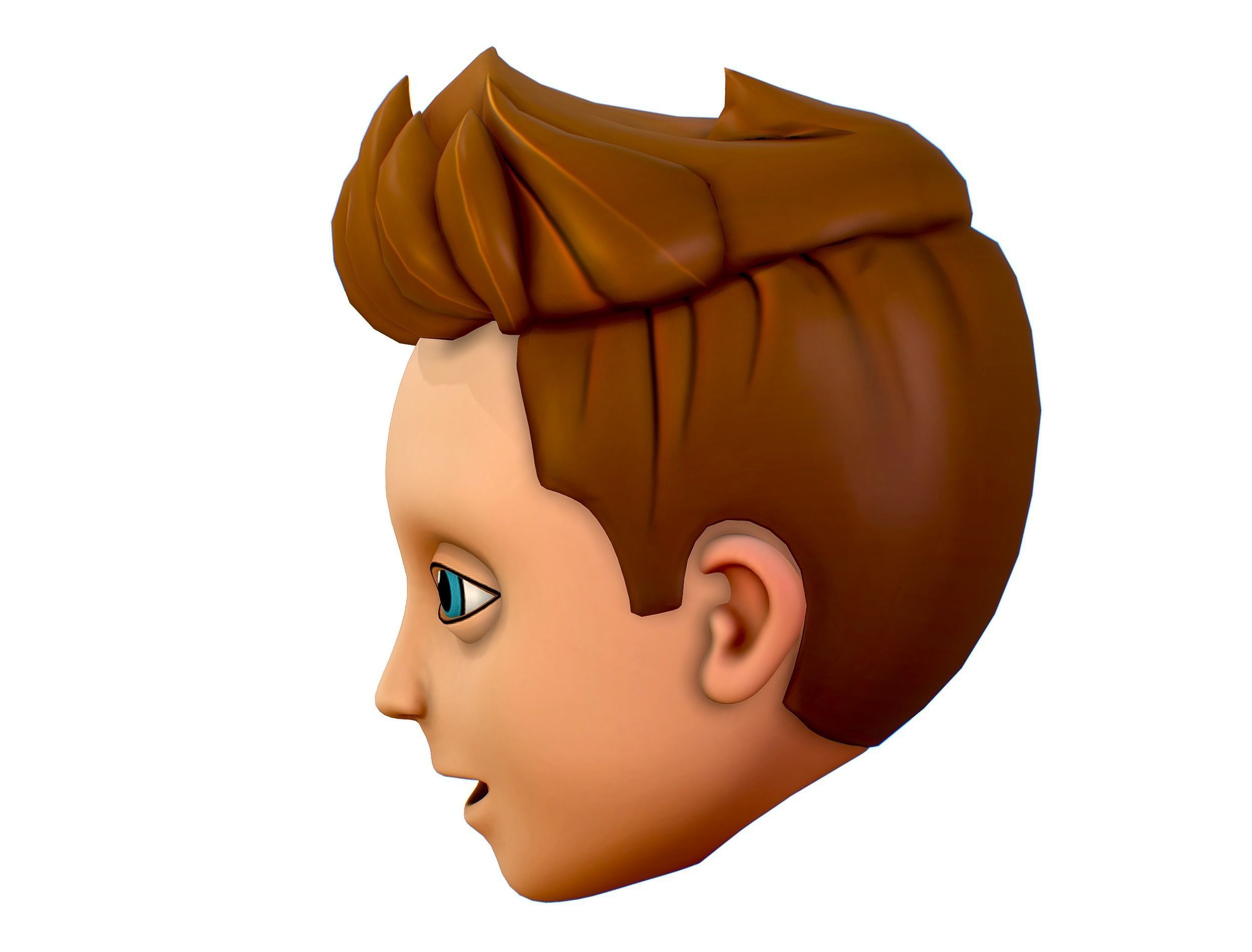 Short Hairstyle Cartoon Young Man Boy Head Icon 3D model 3D model_4
