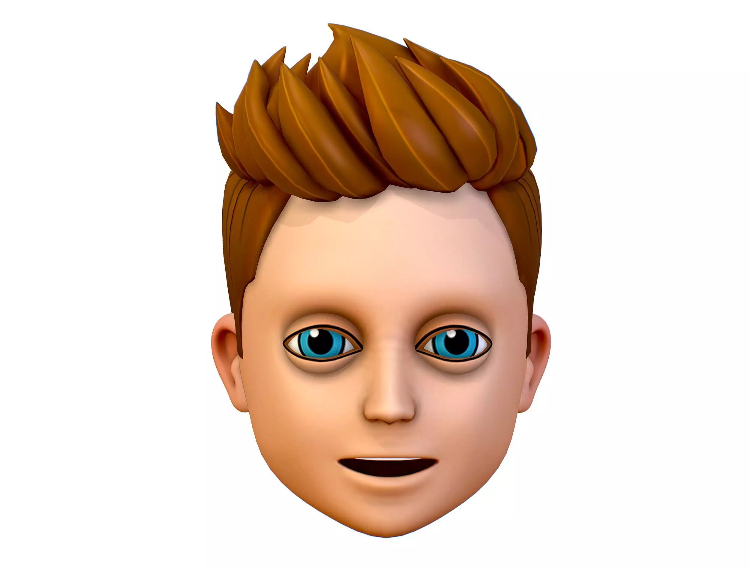 Short Hairstyle Cartoon Young Man Boy Head Icon 3D model 3D model_0