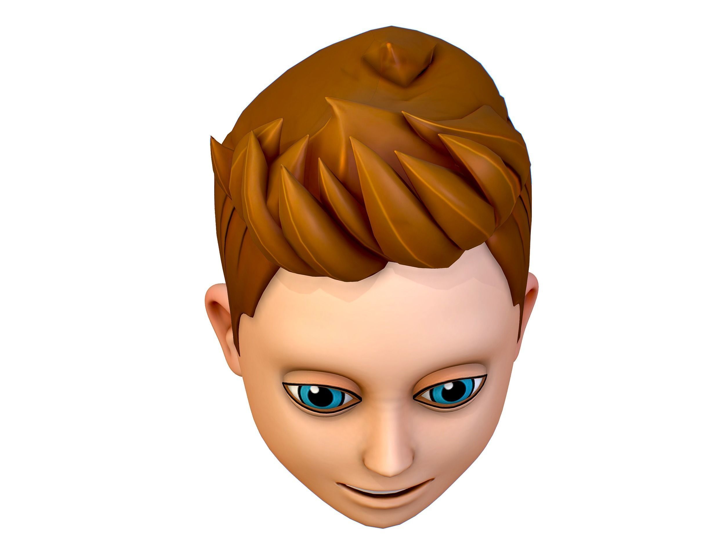 Short Hairstyle Cartoon Young Man Boy Head Icon 3D model 3D model_10