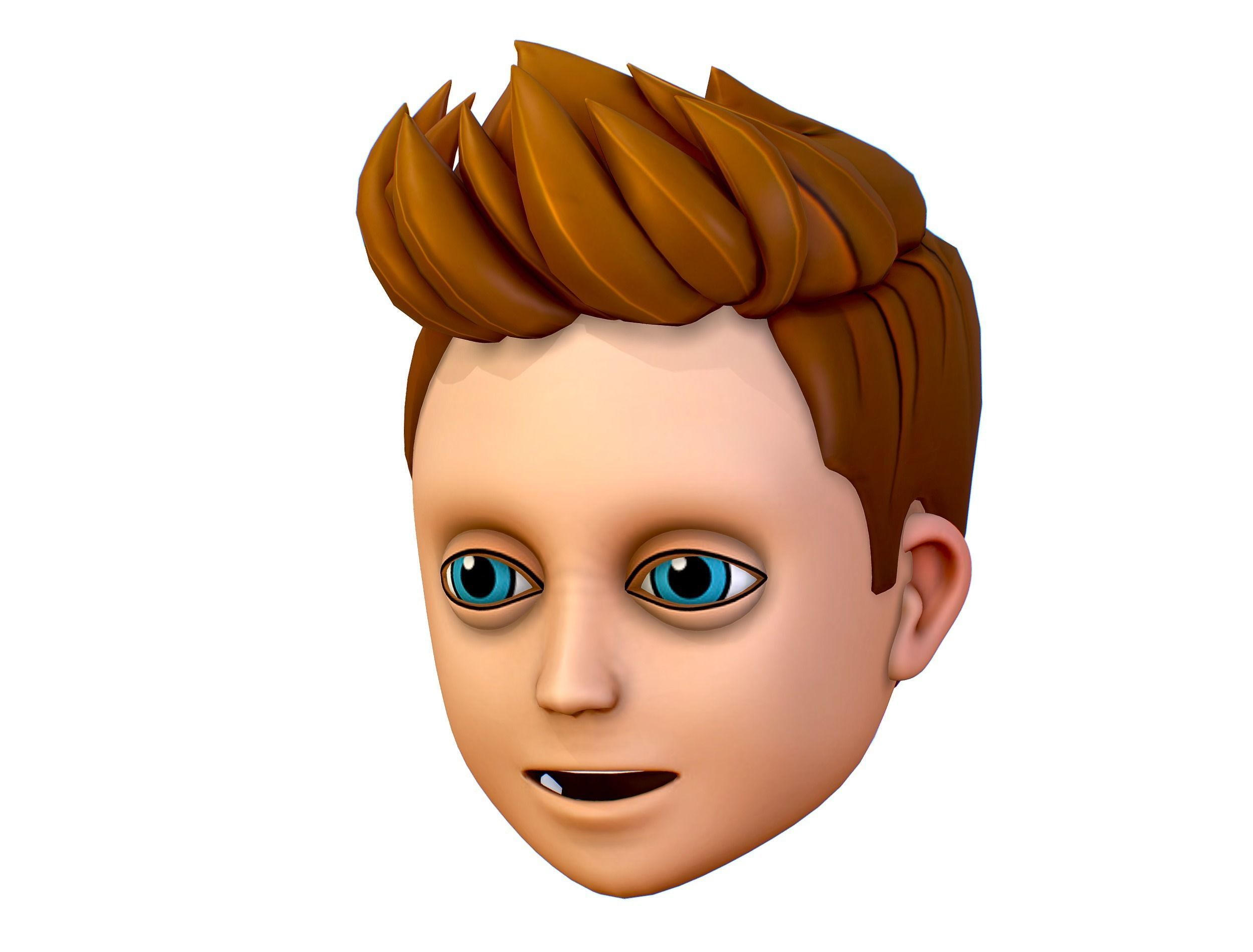 Short Hairstyle Cartoon Young Man Boy Head Icon 3D model 3D model_1