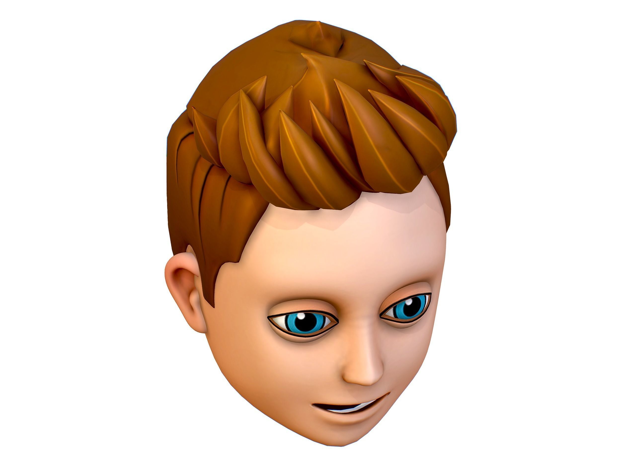 Short Hairstyle Cartoon Young Man Boy Head Icon 3D model 3D model_9
