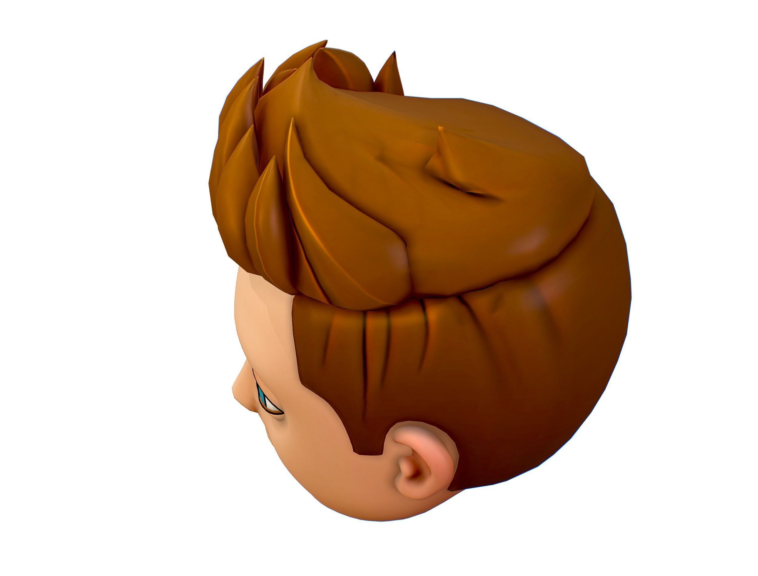 Short Hairstyle Cartoon Young Man Boy Head Icon 3D model 3D model_11