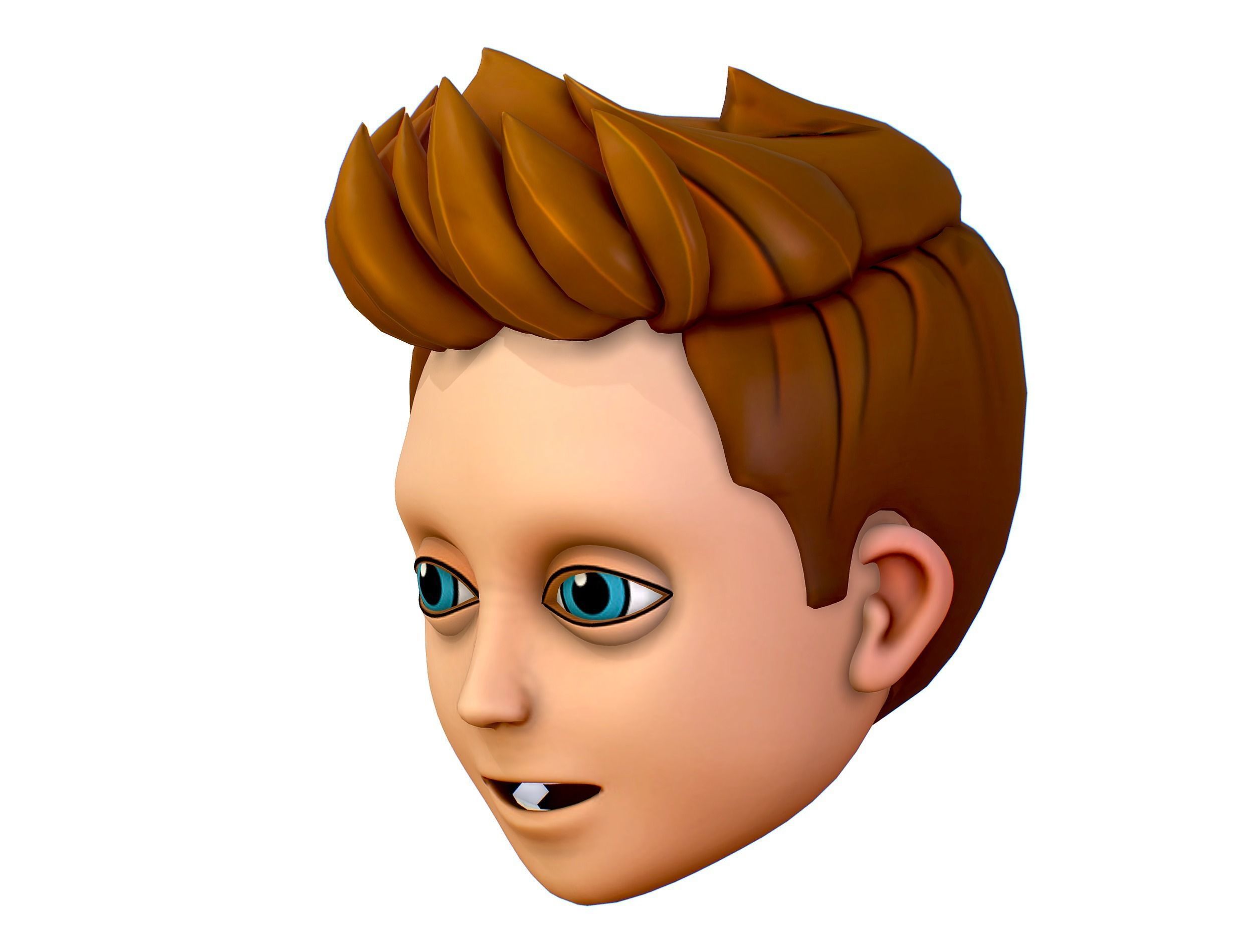 Short Hairstyle Cartoon Young Man Boy Head Icon 3D model 3D model_2
