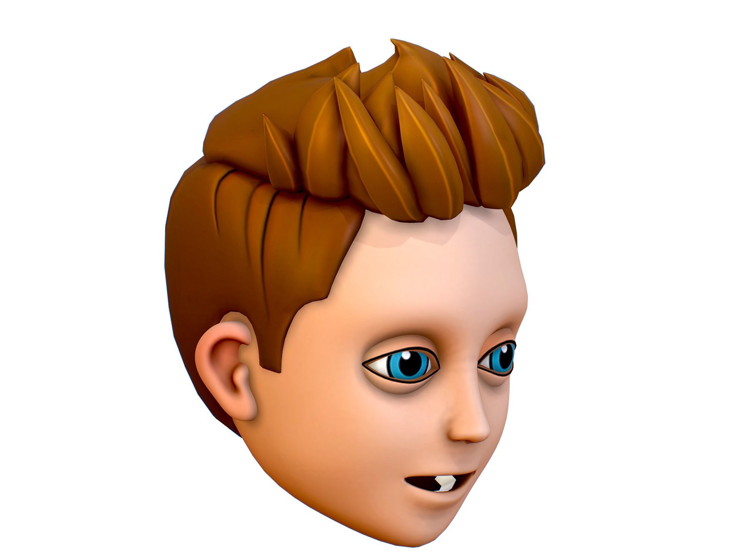 Short Hairstyle Cartoon Young Man Boy Head Icon 3D model 3D model_8