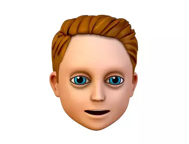 Short Hairstyle Cartoon Young Man Boy Head Icon 3D model