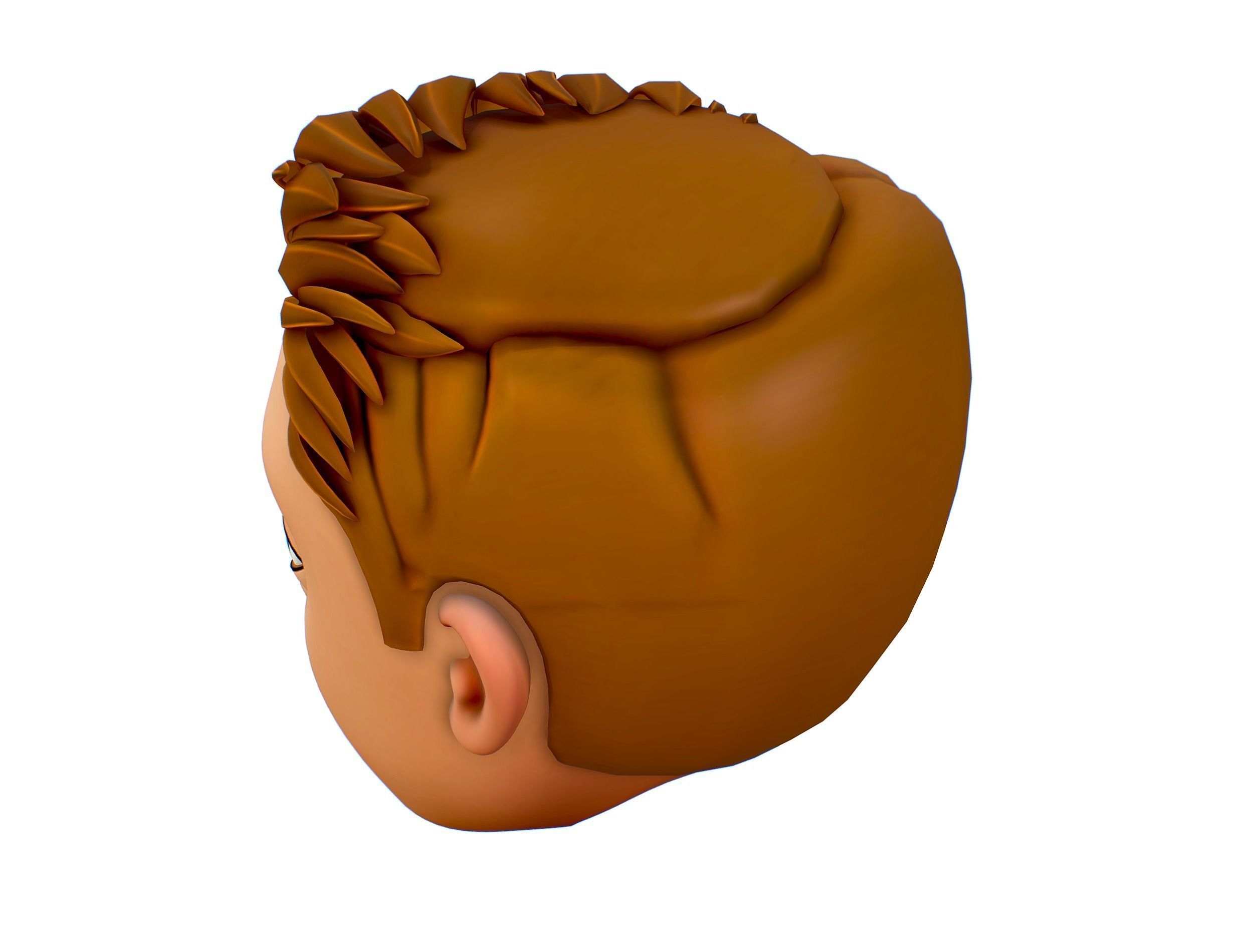 Short Hairstyle Cartoon Young Man Boy Head Icon 3D model 3D model_6