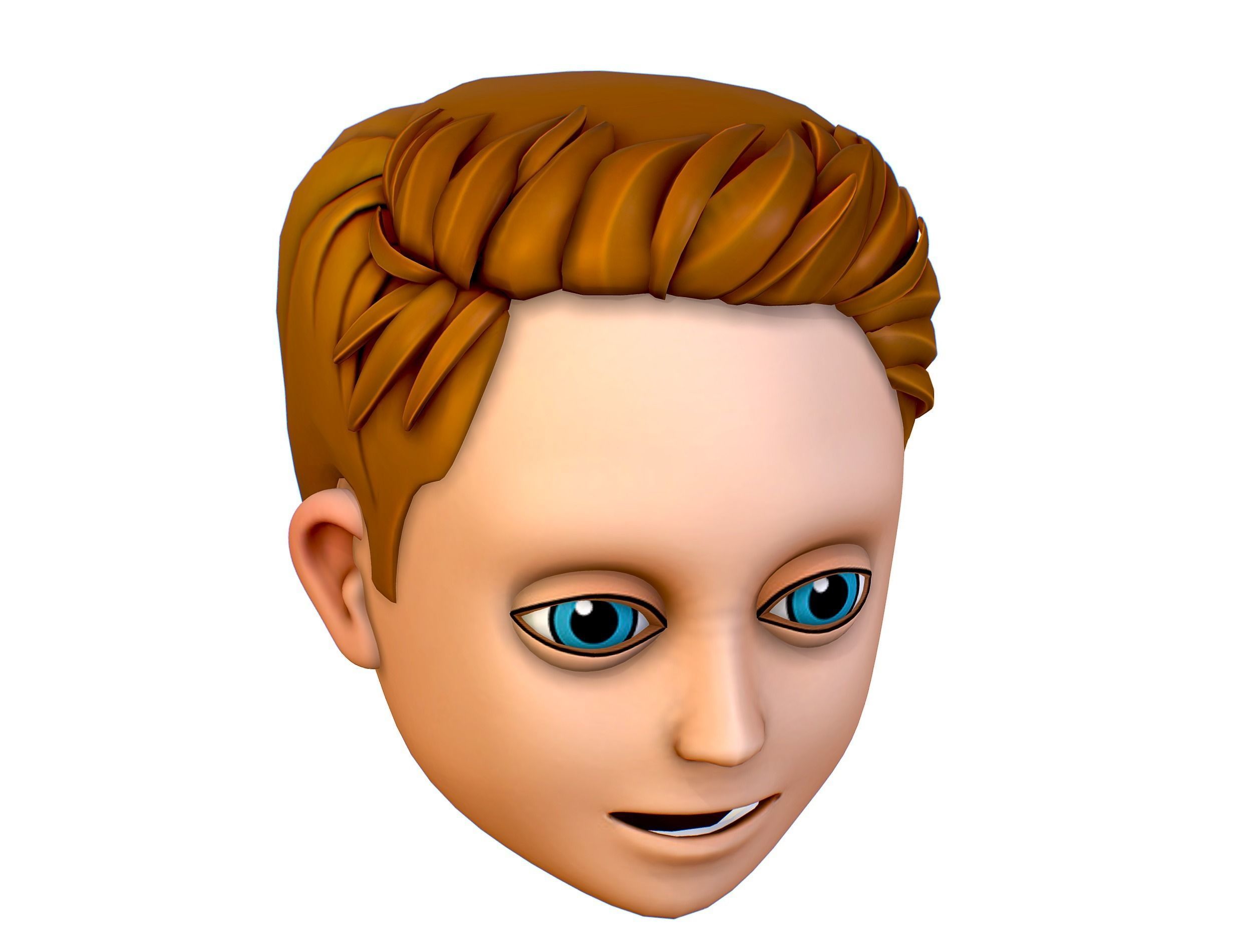 Short Hairstyle Cartoon Young Man Boy Head Icon 3D model 3D model_9