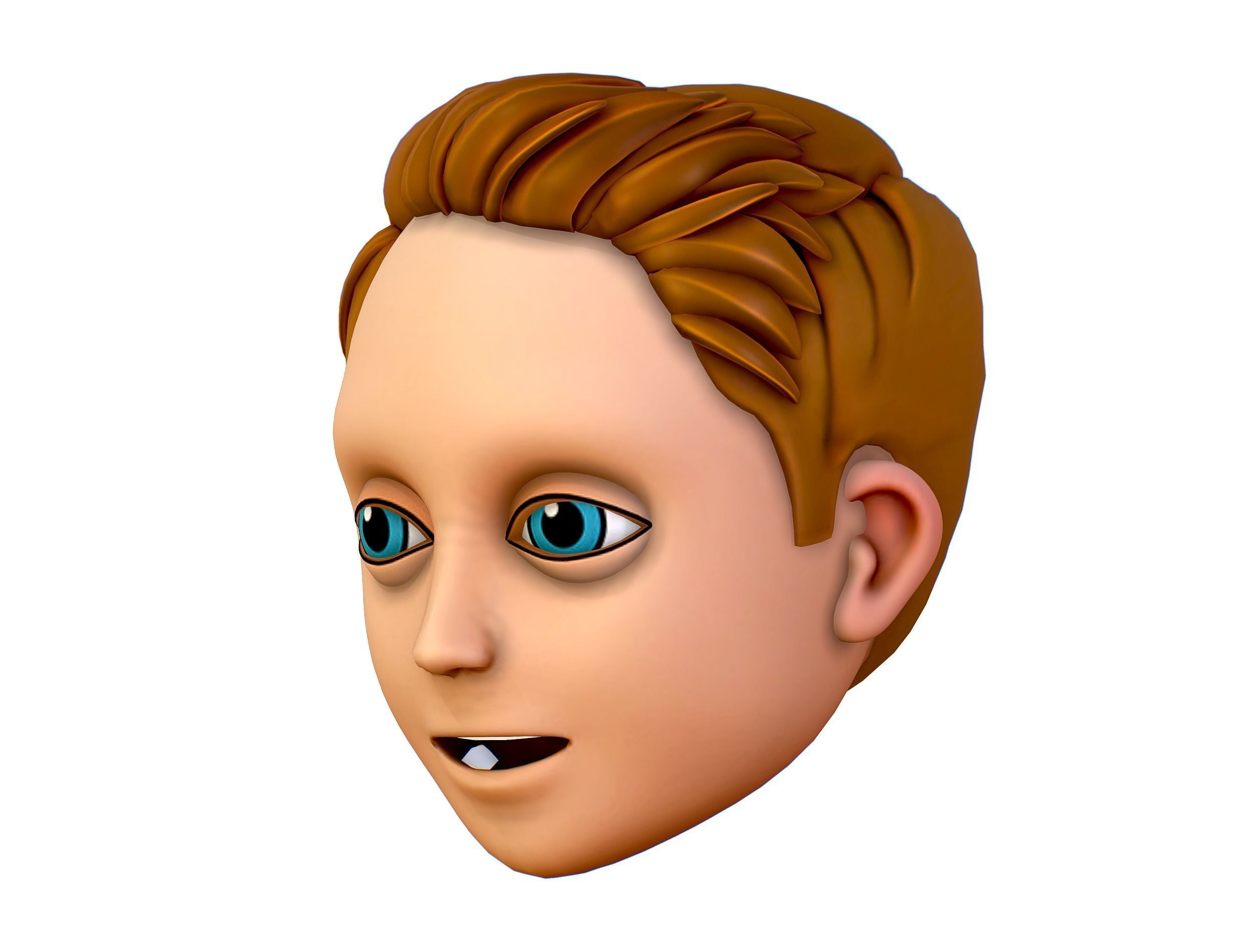 Short Hairstyle Cartoon Young Man Boy Head Icon 3D model 3D model_2