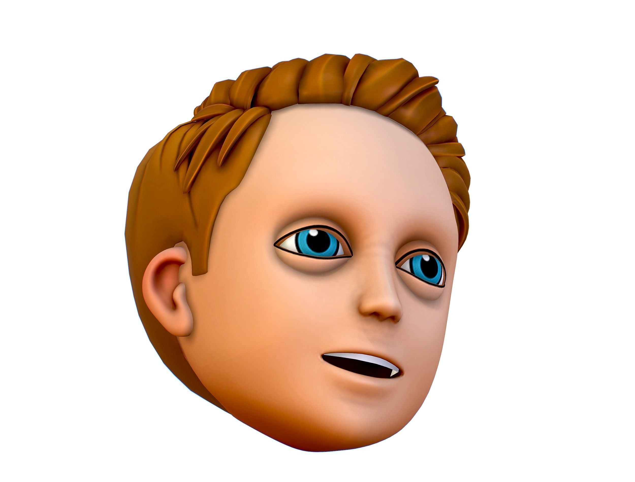 Short Hairstyle Cartoon Young Man Boy Head Icon 3D model 3D model_12