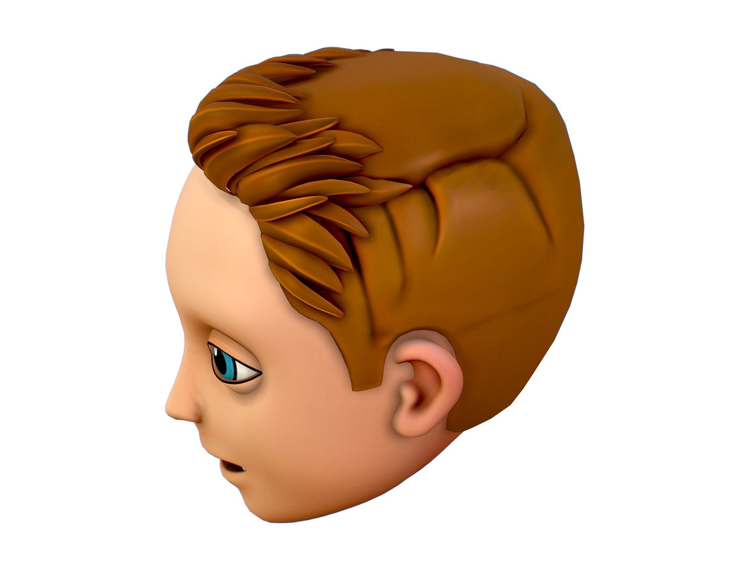 Short Hairstyle Cartoon Young Man Boy Head Icon 3D model 3D model_5