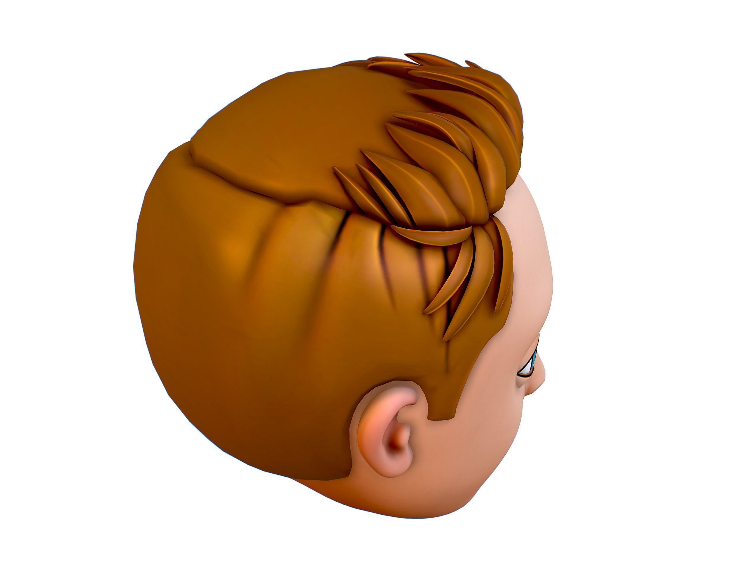 Short Hairstyle Cartoon Young Man Boy Head Icon 3D model 3D model_13