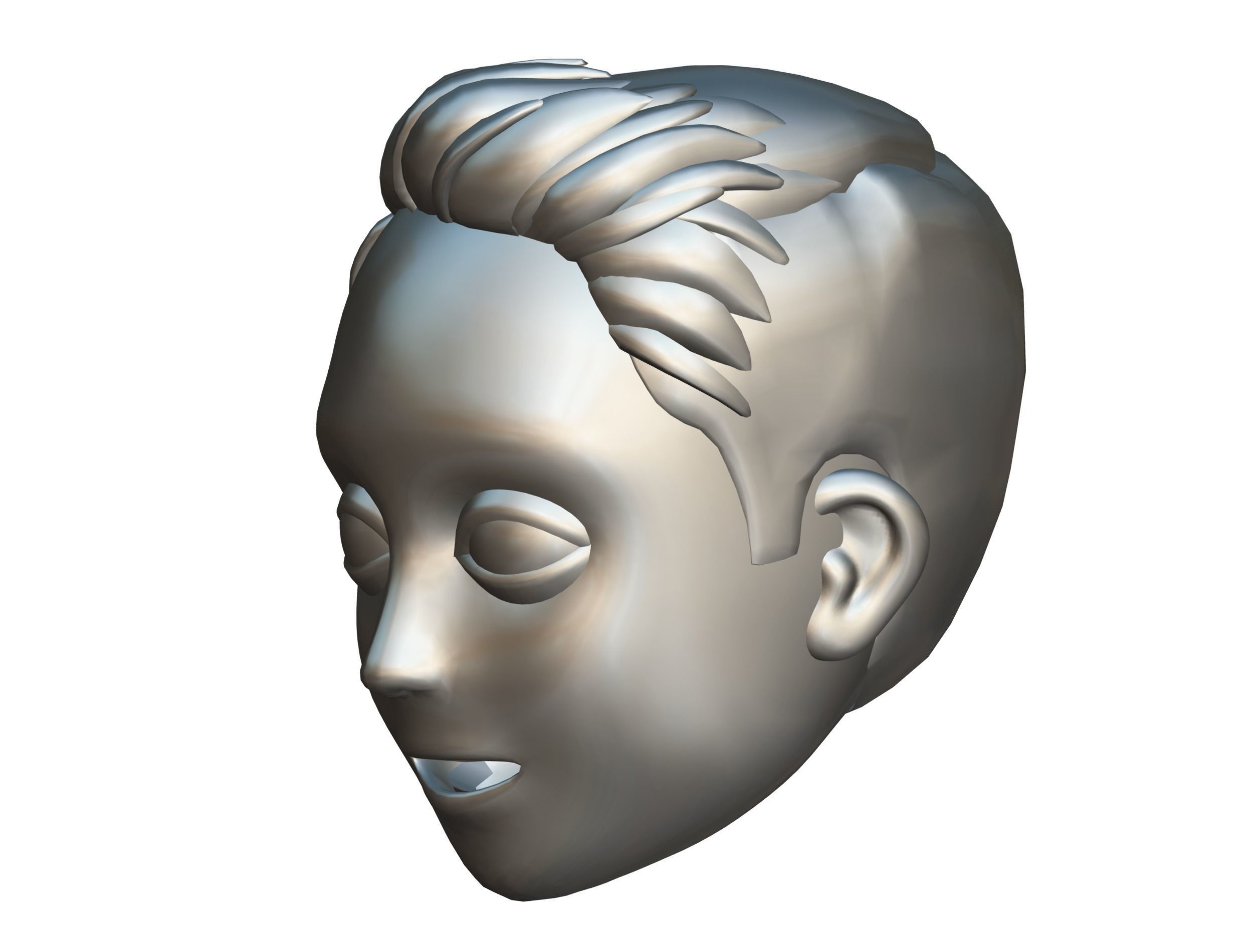 Short Hairstyle Cartoon Young Man Boy Head Icon 3D model 3D model_18