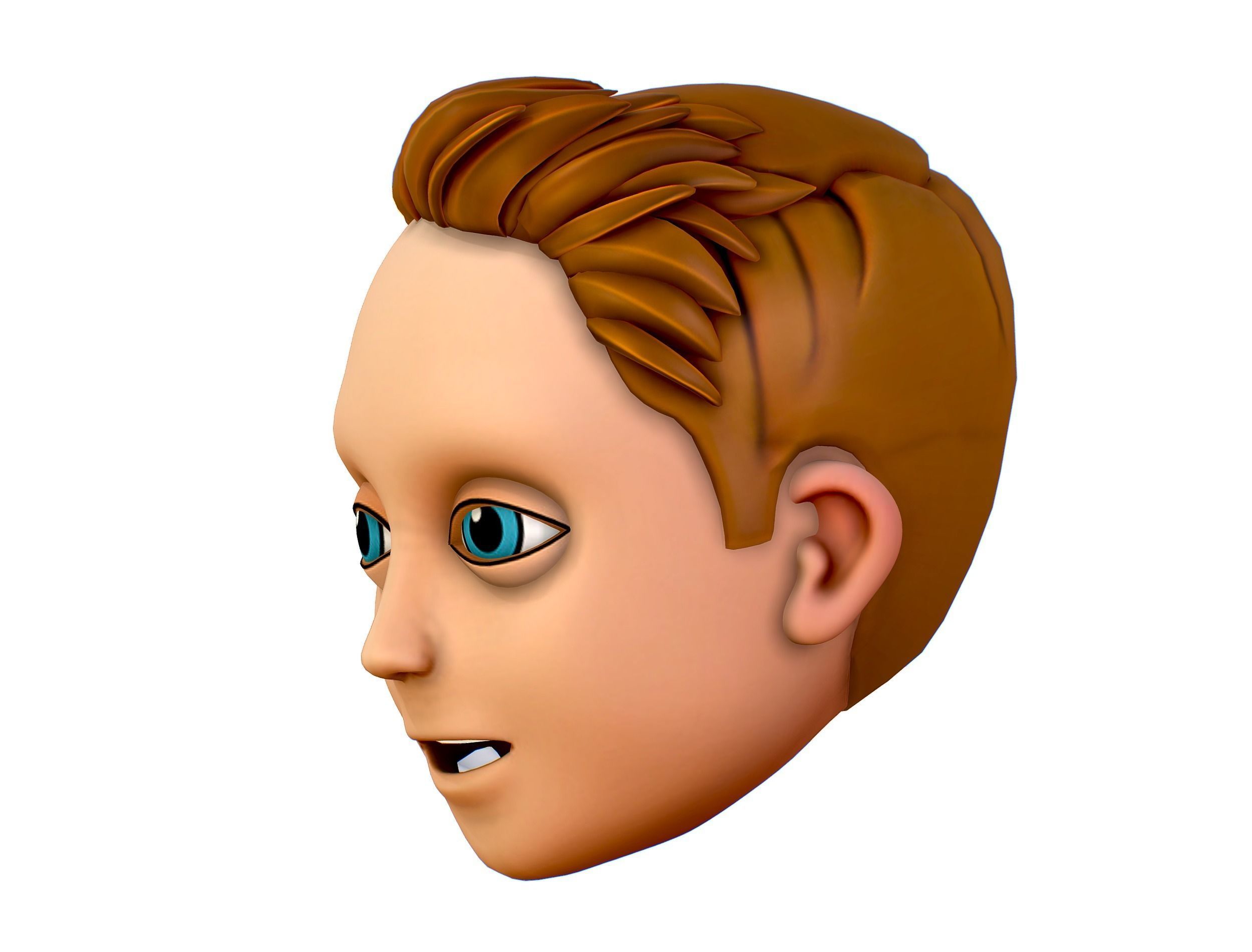 Short Hairstyle Cartoon Young Man Boy Head Icon 3D model 3D model_3