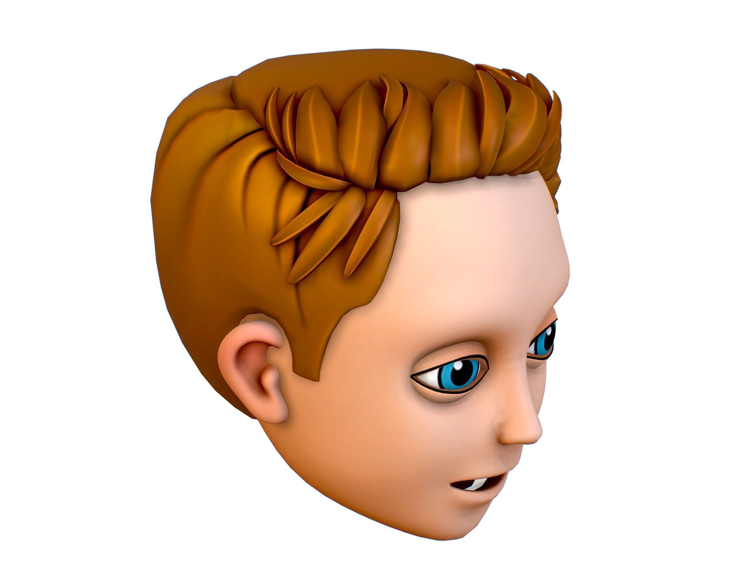 Short Hairstyle Cartoon Young Man Boy Head Icon 3D model 3D model_8