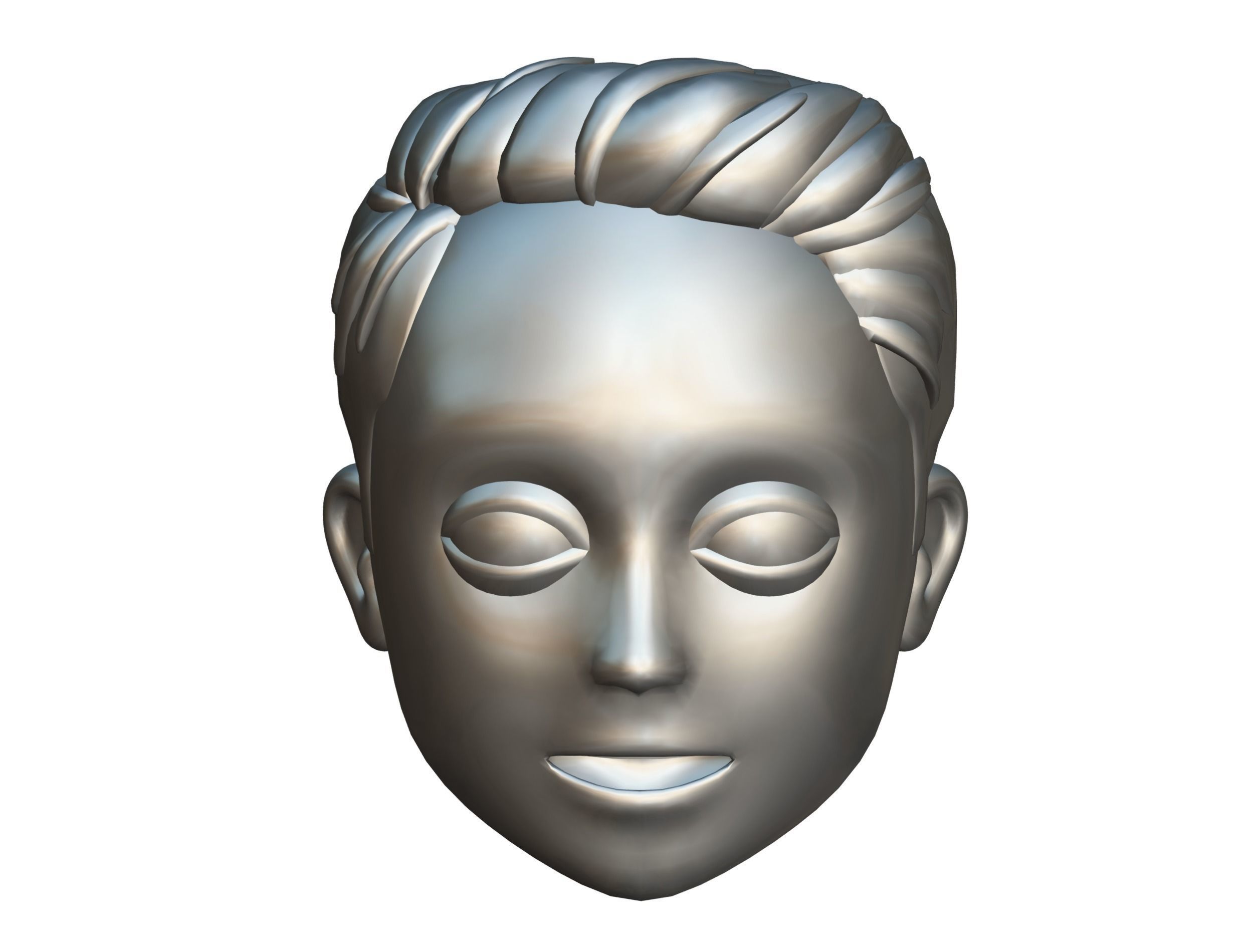 Short Hairstyle Cartoon Young Man Boy Head Icon 3D model 3D model_17