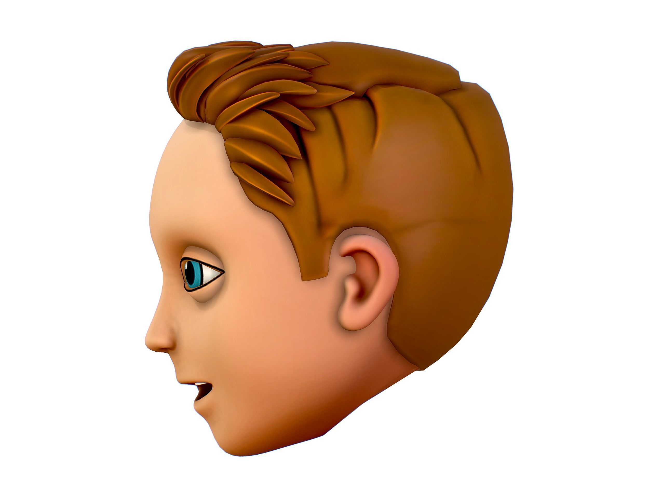 Short Hairstyle Cartoon Young Man Boy Head Icon 3D model 3D model_4