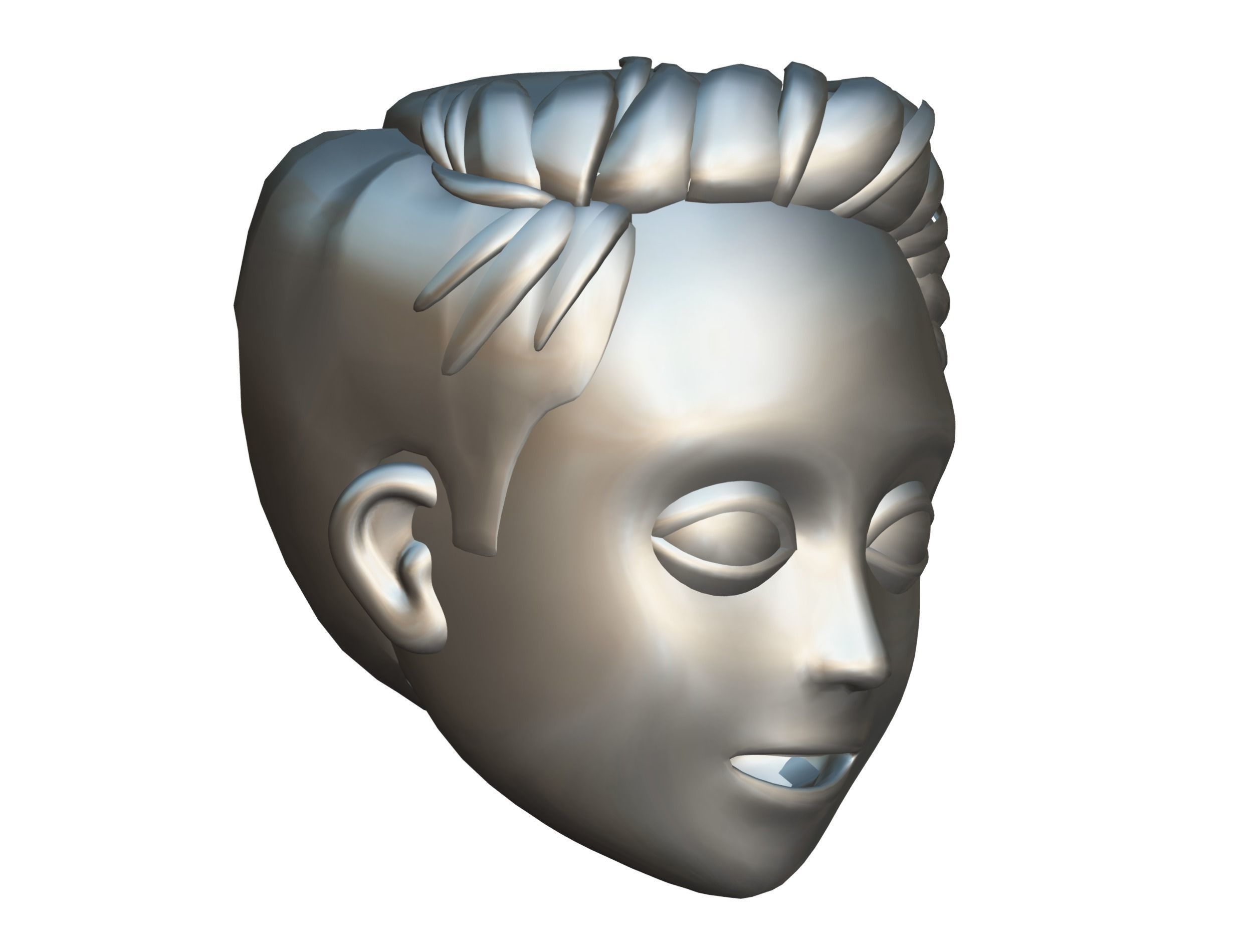 Short Hairstyle Cartoon Young Man Boy Head Icon 3D model 3D model_19
