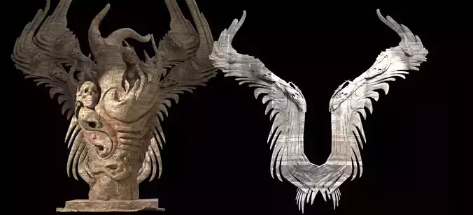 Dark ages Tree  sculpture With Wings 