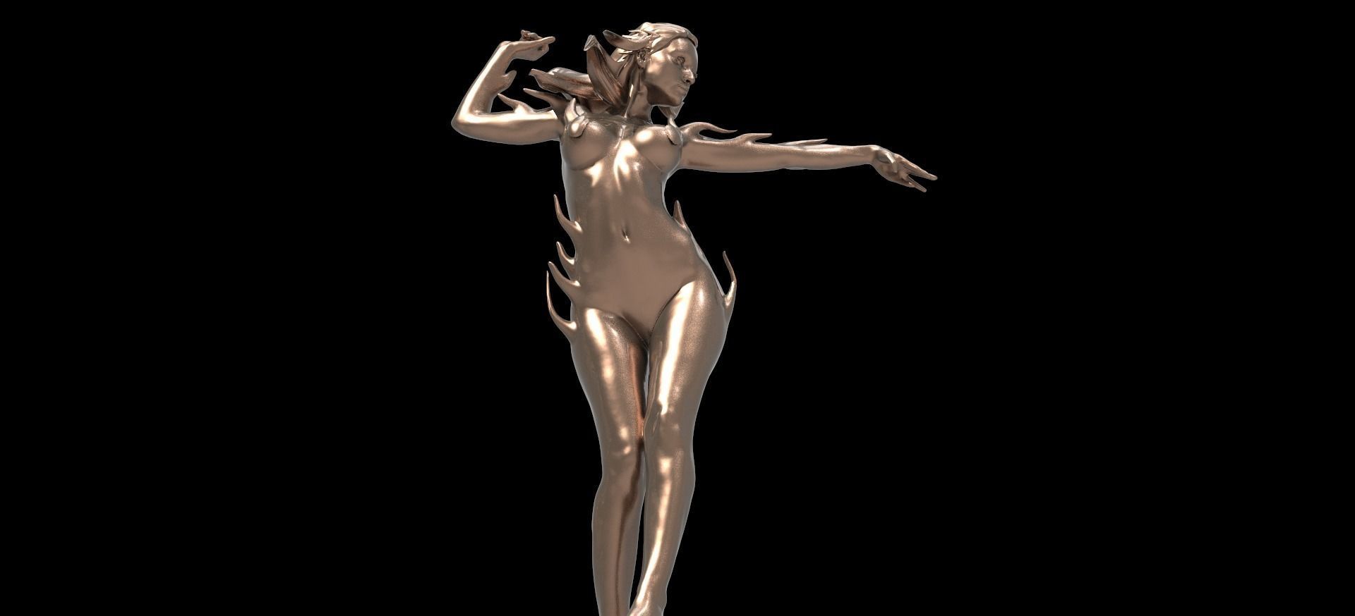 Fire Anatomy pose Sculpture 3D model_1