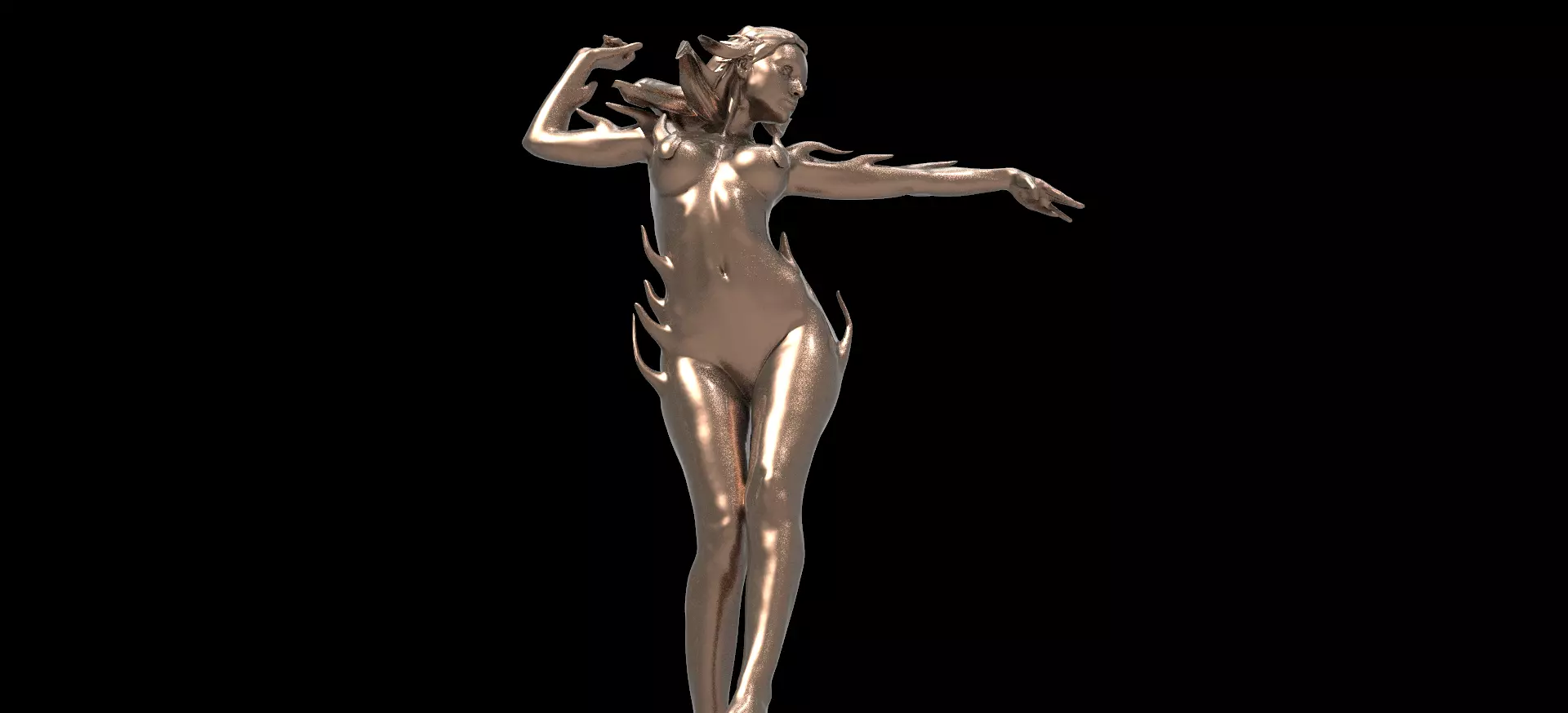 Fire Anatomy pose Sculpture 3D model_0