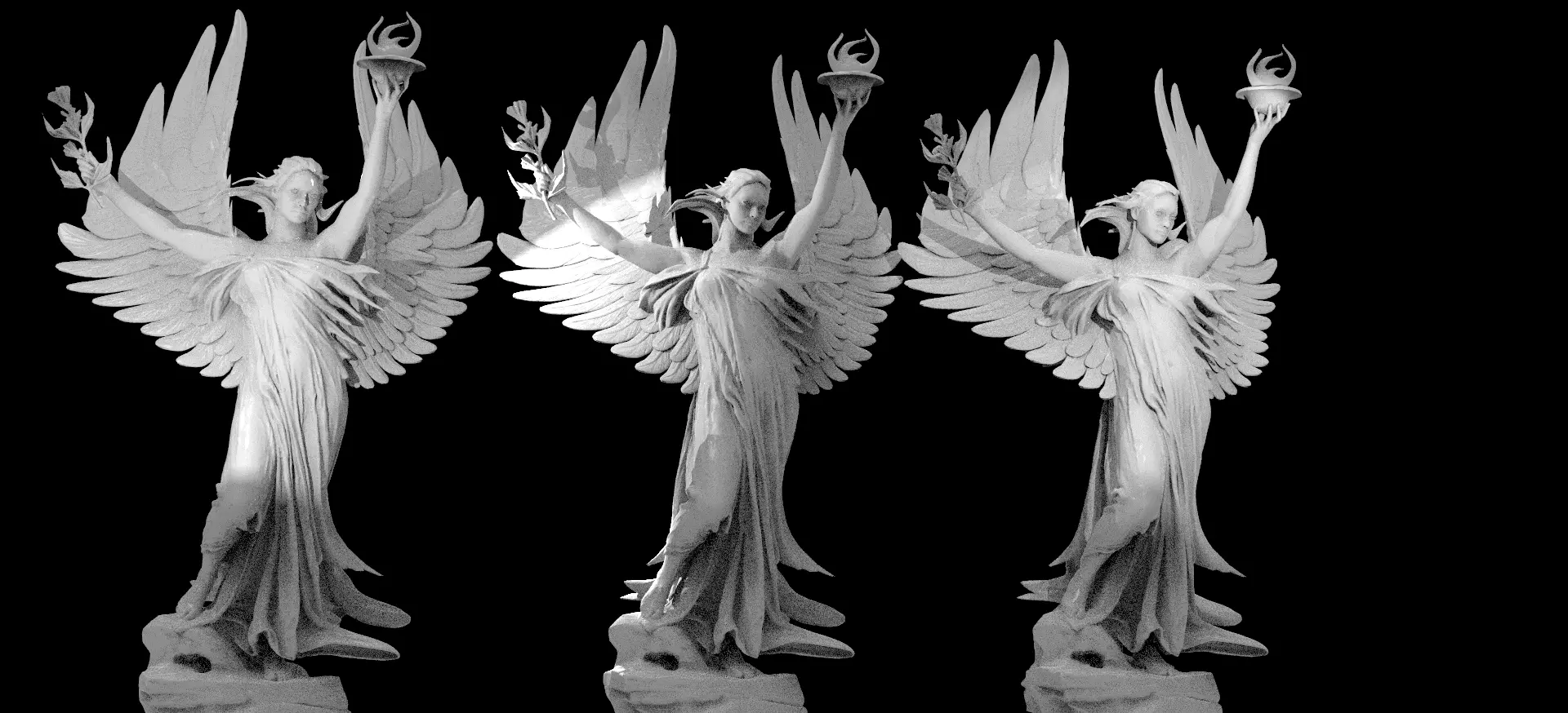 Fire Elements Grand Angel Statue 2 3D model