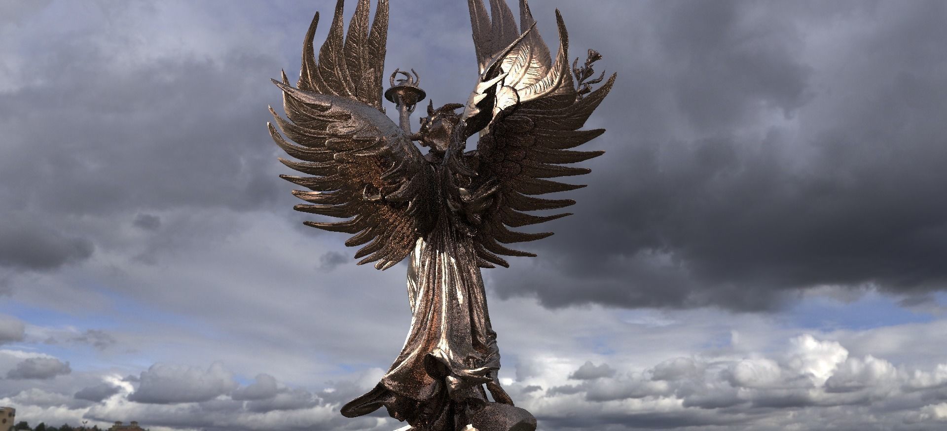 Fire Elements Grand Angel Wide wings 3D model_1