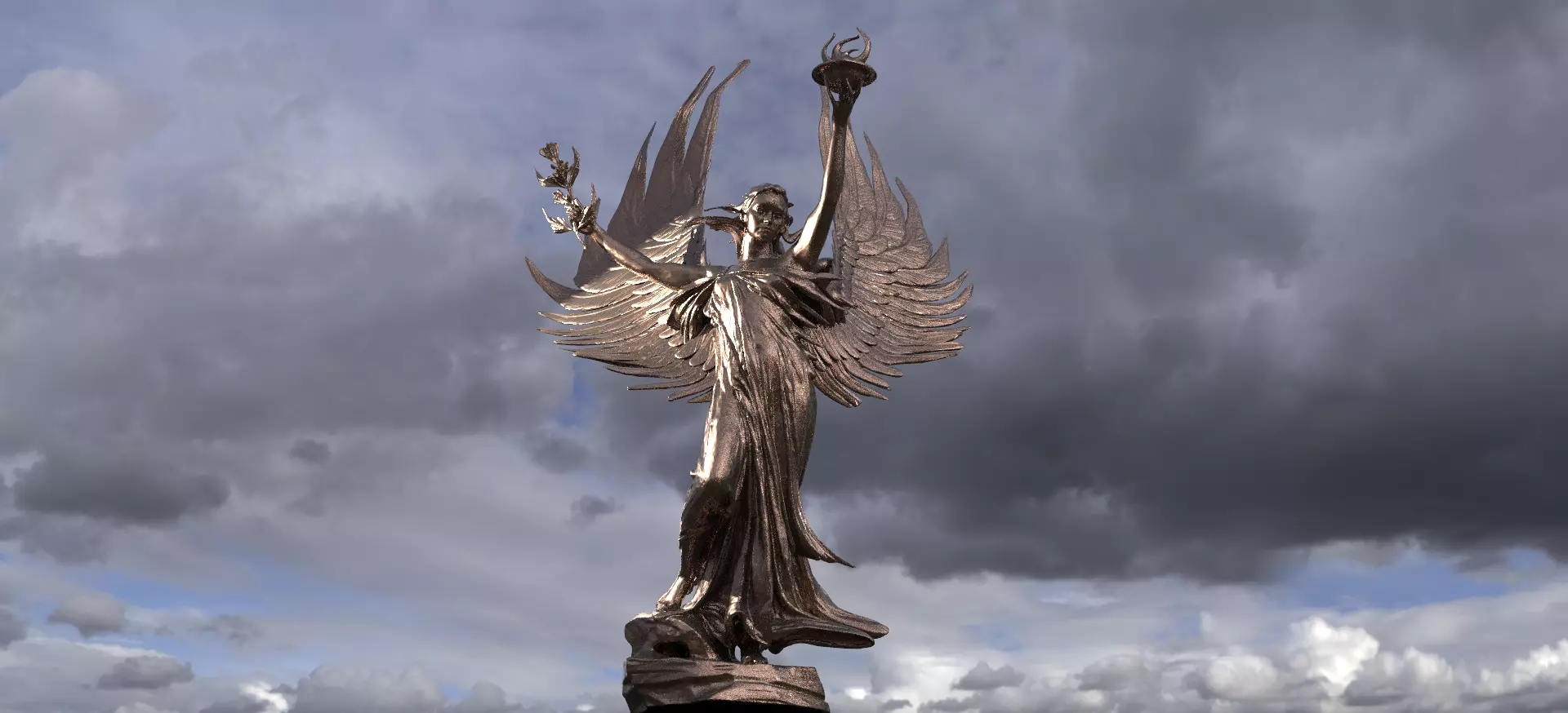 Fire Elements Grand Angel Wide wings 3D model_0