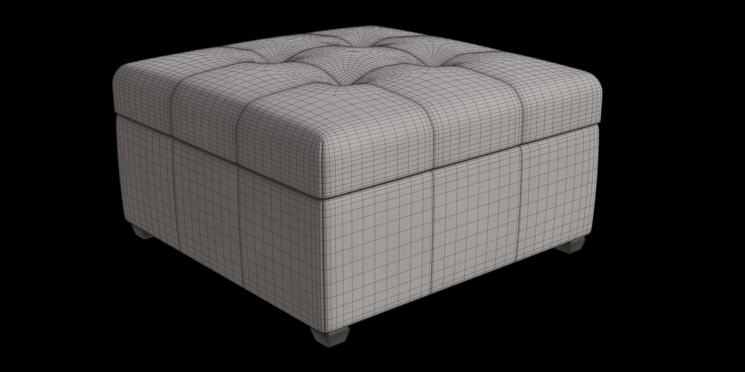 Tufted Storage Ottoman Low-poly 3D model_1