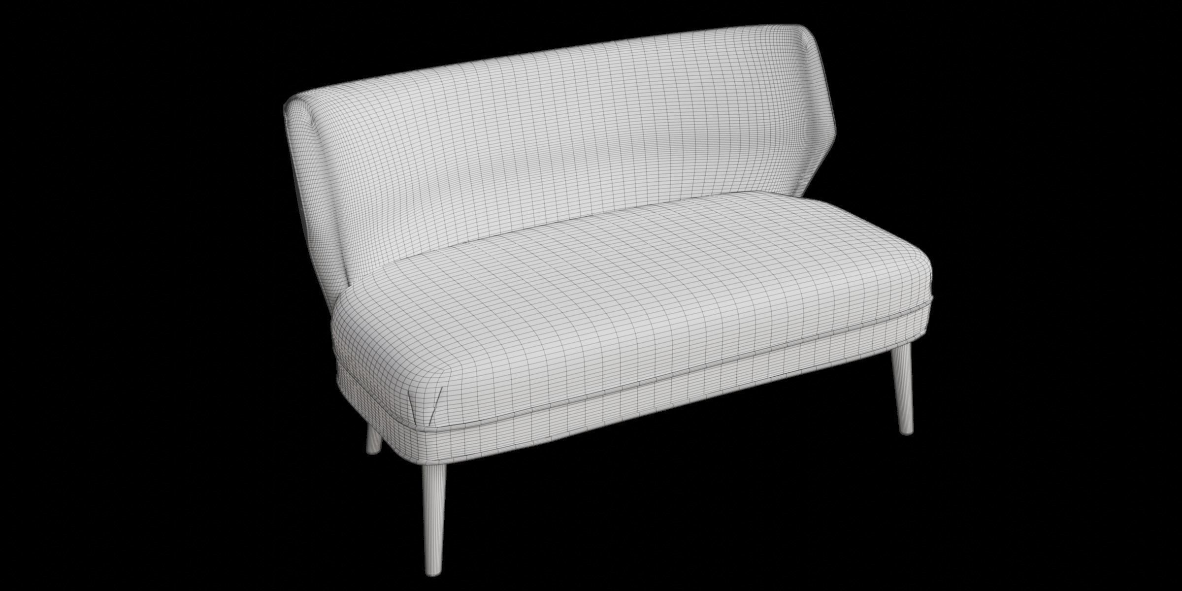 Modern Settee 3D model_2
